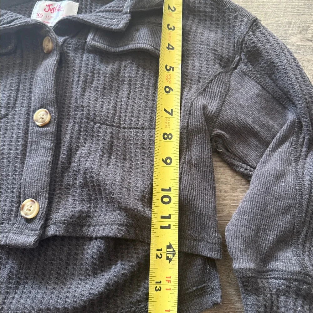 Justice Black Waffle Knit Button-Front Cardigan